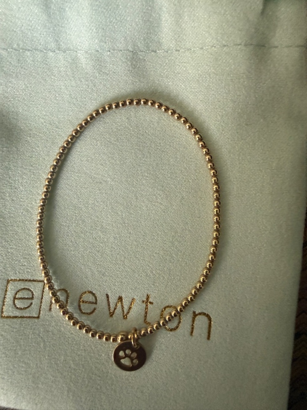 ENewton Gold Beaded Bracelet with Paw Charm